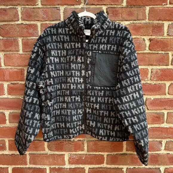 Kith Women Waverly Multi Monogram Fleece Black MEDIUM NEW